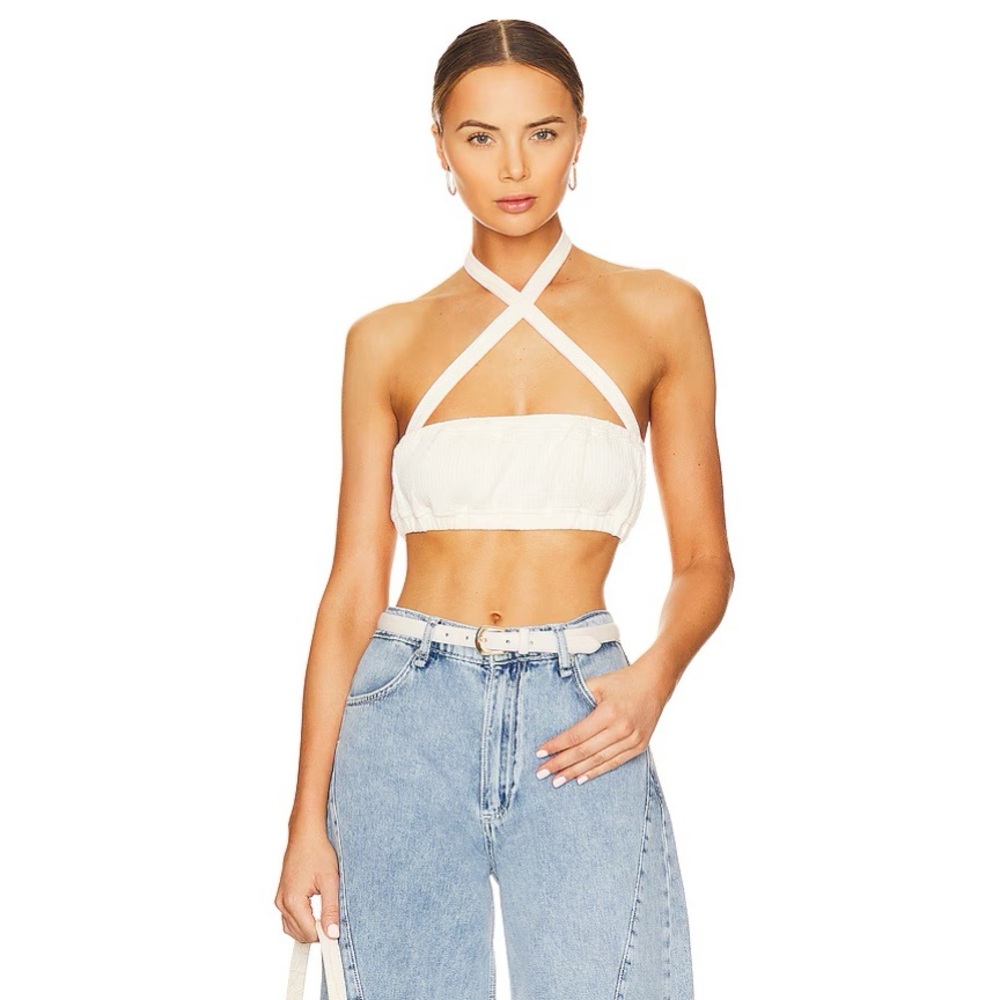NWT! WeWoreWhat - Tier Halter Bra Top - Size Small - Ivory